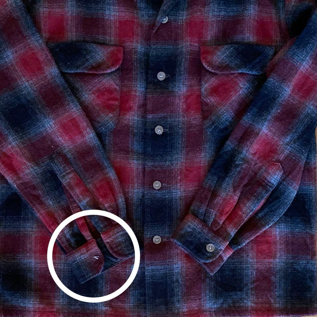 60s BRENT ブレント オンブレ シャドーチェック オープンカラー ウール