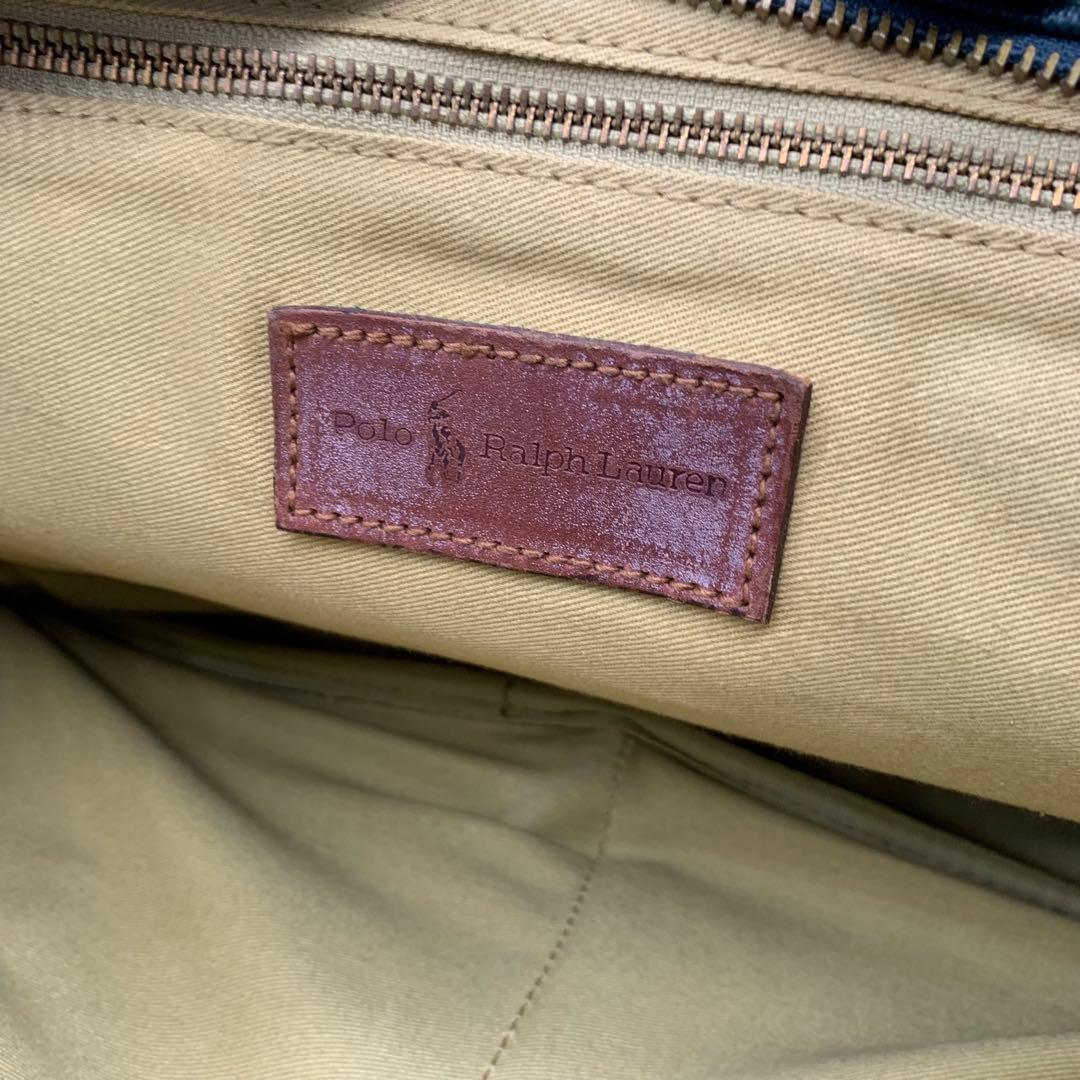 希少　ラルフローレン　レザー　ショルダーバッグ　大きいサイズ　チェック柄