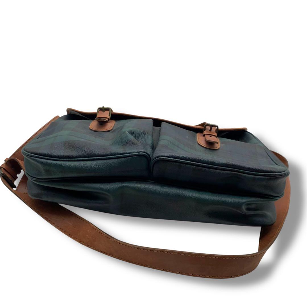 希少　ラルフローレン　レザー　ショルダーバッグ　大きいサイズ　チェック柄