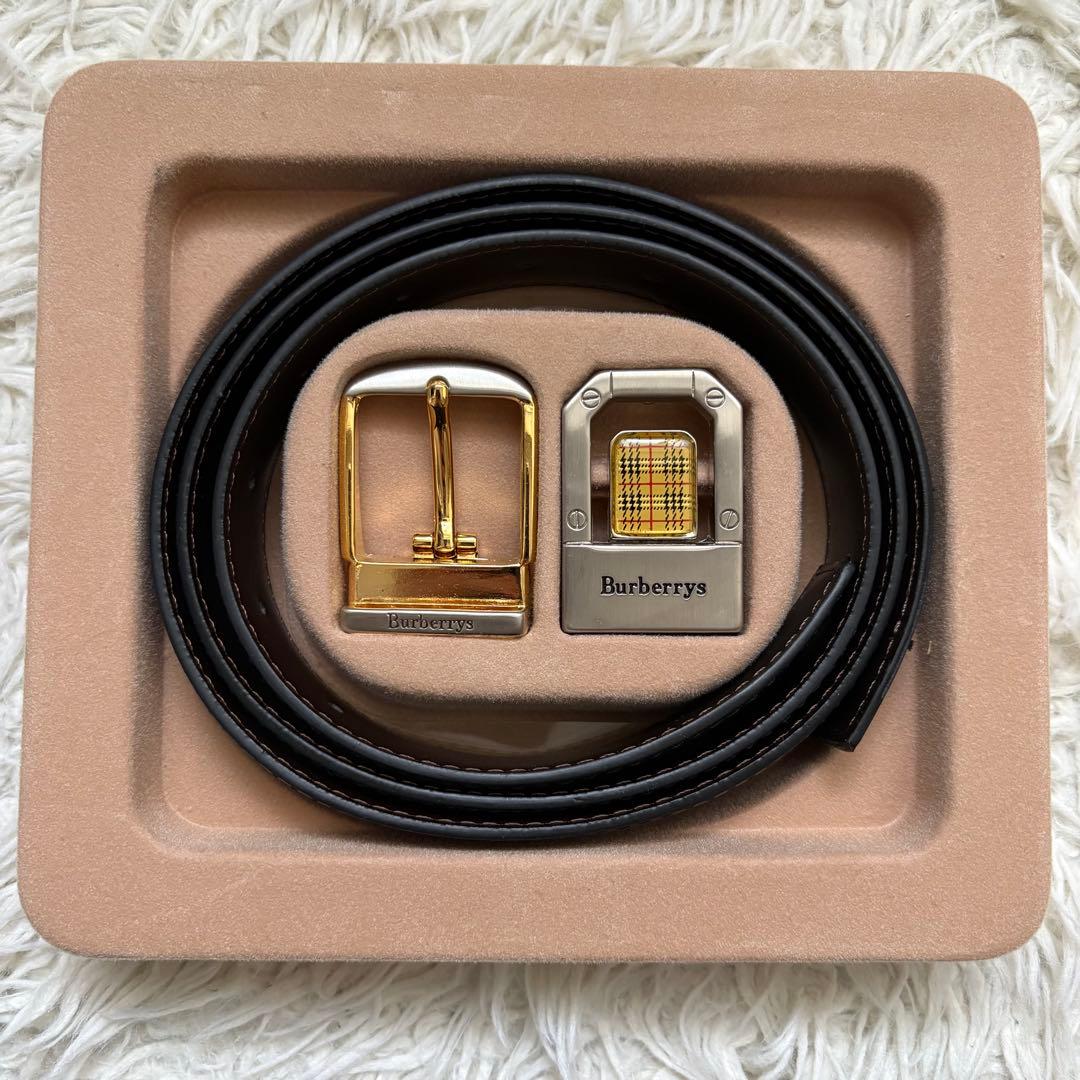 美品　バーバリー メンズ レザー ベルト セット ブラック ブラウン イタリア製