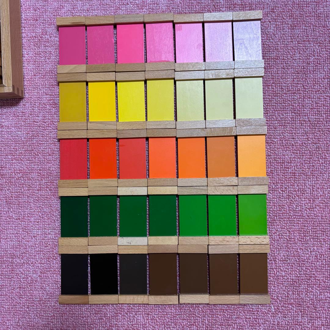 モンテッソーリ 感覚教具まとめ売り　雑音筒　触覚板1&2 色板第二&第三の箱