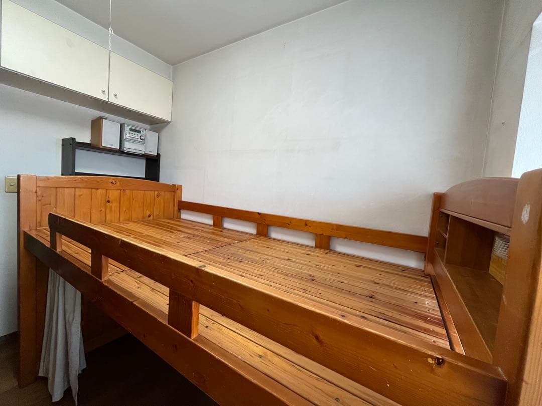 【引き取り限定】木製パイン材宮付ロフトタイプベッド