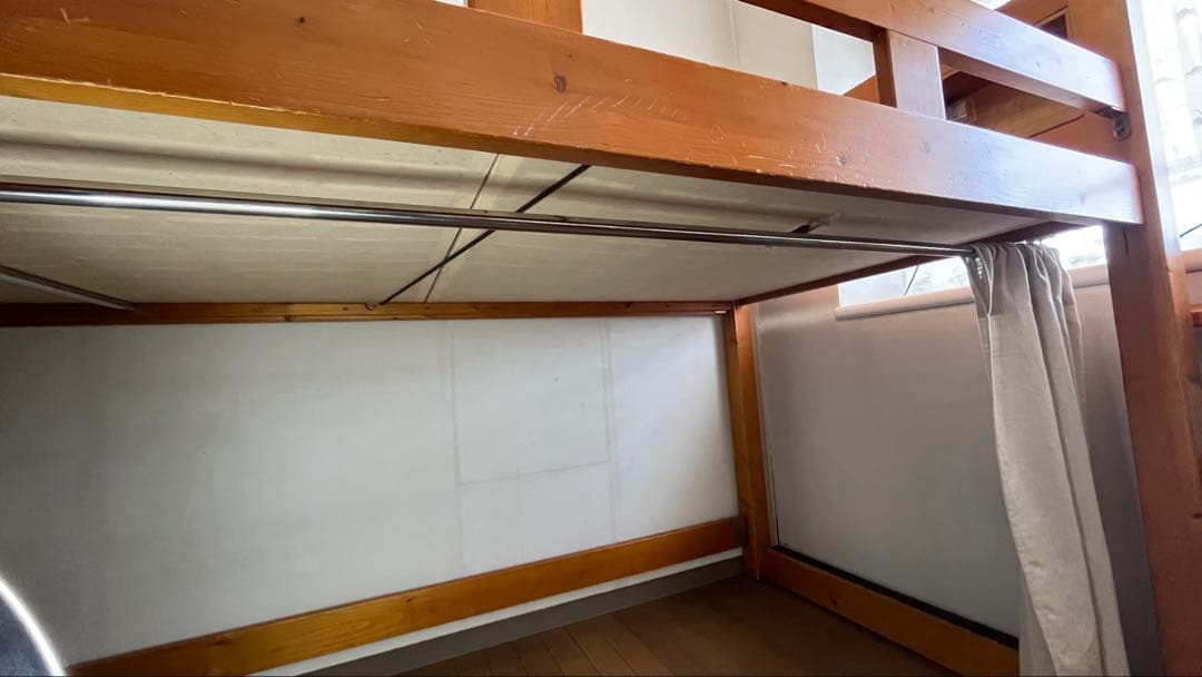 【引き取り限定】木製パイン材宮付ロフトタイプベッド