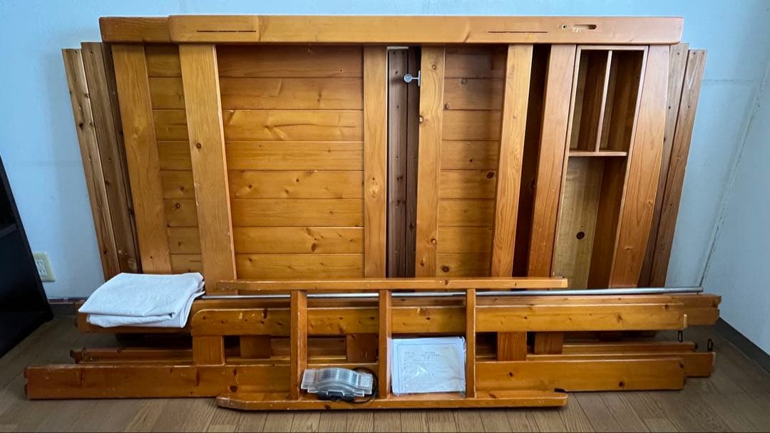 【引き取り限定】木製パイン材宮付ロフトタイプベッド