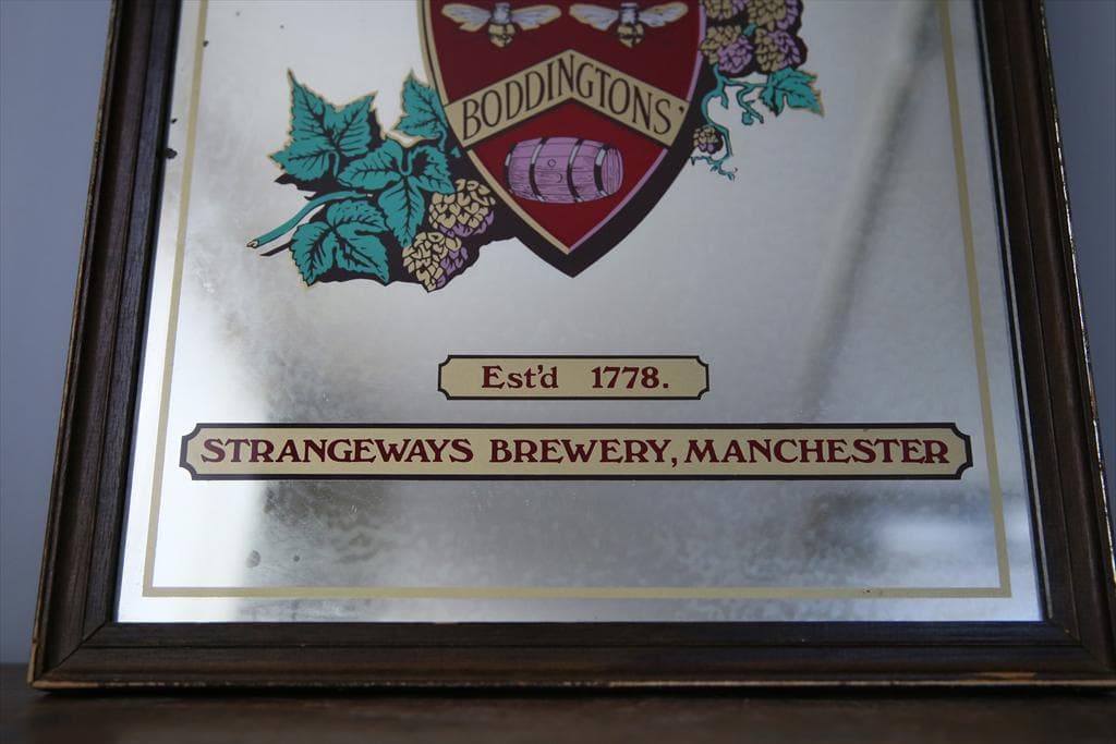 英国アンティークBoddingtonsパブミラー鏡ウォールミラー89-194-1