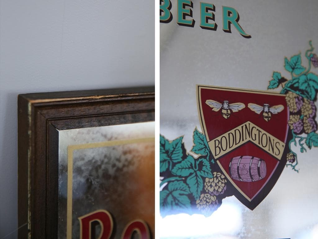 英国アンティークBoddingtonsパブミラー鏡ウォールミラー89-194-1