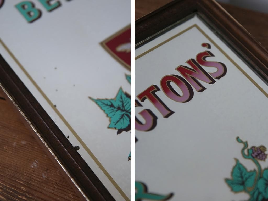 英国アンティークBoddingtonsパブミラー鏡ウォールミラー89-194-1