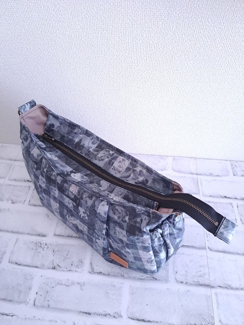 持ち手別売り　リバティ　ラミネート　アーカイブギンガム　グレー　横長ショルダー