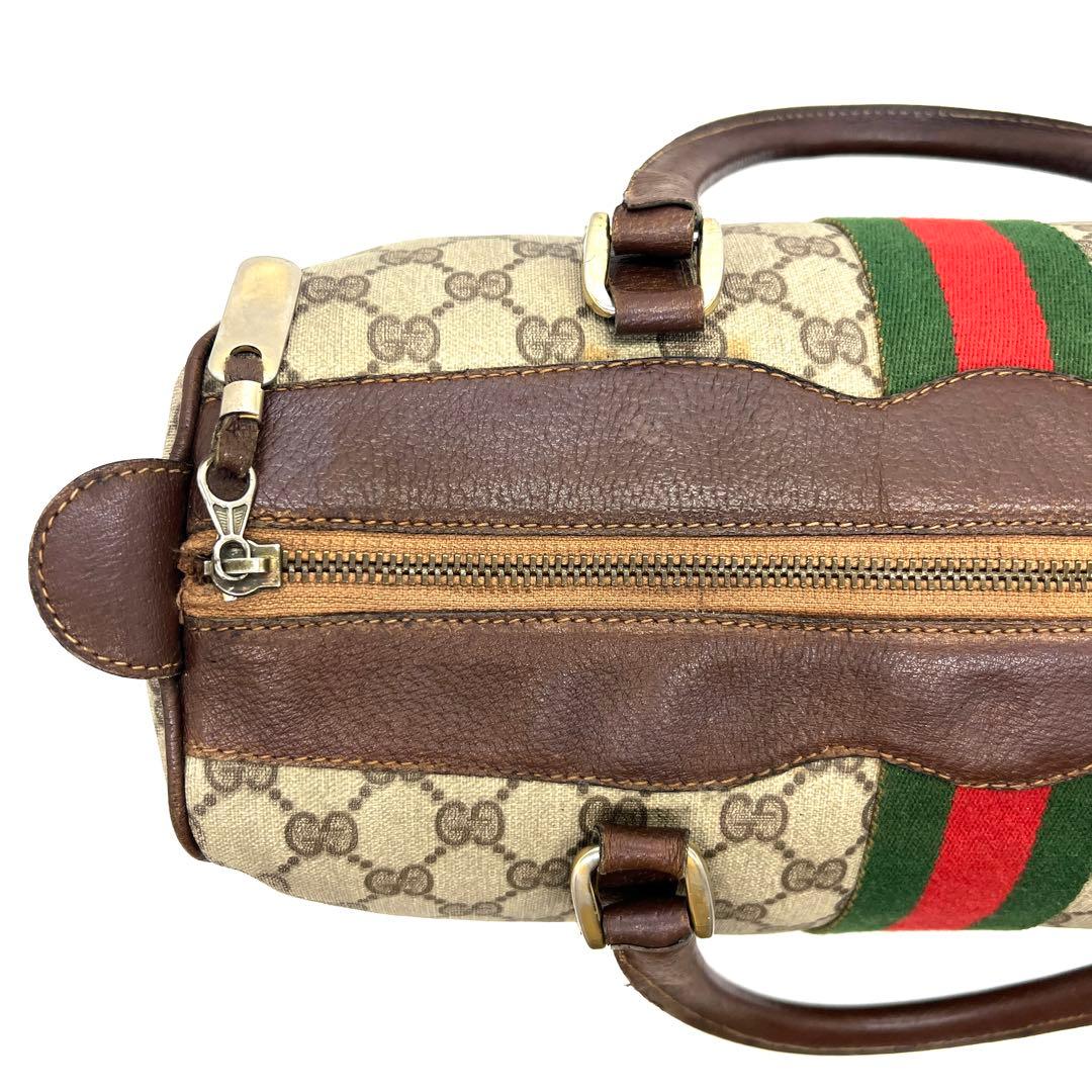 【美品】グッチ ミニボストンバッグ GG シェリーライン