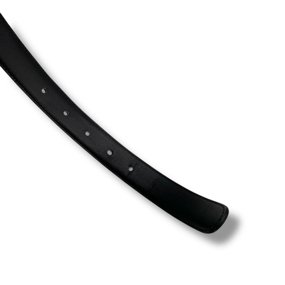 VALENTINO V字バックル 黒レザーベルト