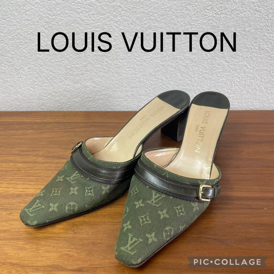 【良品】LOUIS VUITTON★ミュール　モノグラム　ベルト　キャンパス