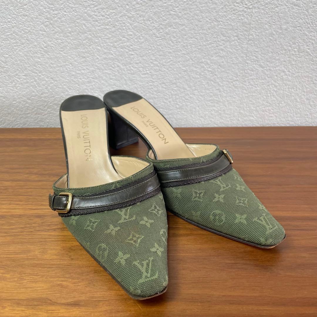 【良品】LOUIS VUITTON★ミュール　モノグラム　ベルト　キャンパス
