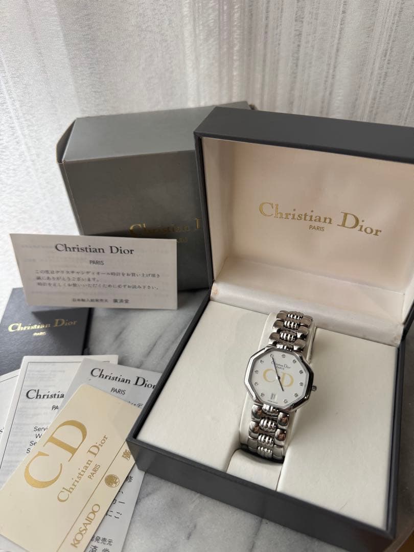 【希少美品✨】Christian Dior 11石ダイヤモンド クォーツ腕時計