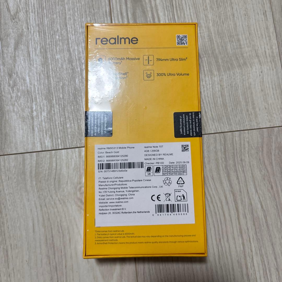 realme Note 70T 4Gb/256Gb ゴールド