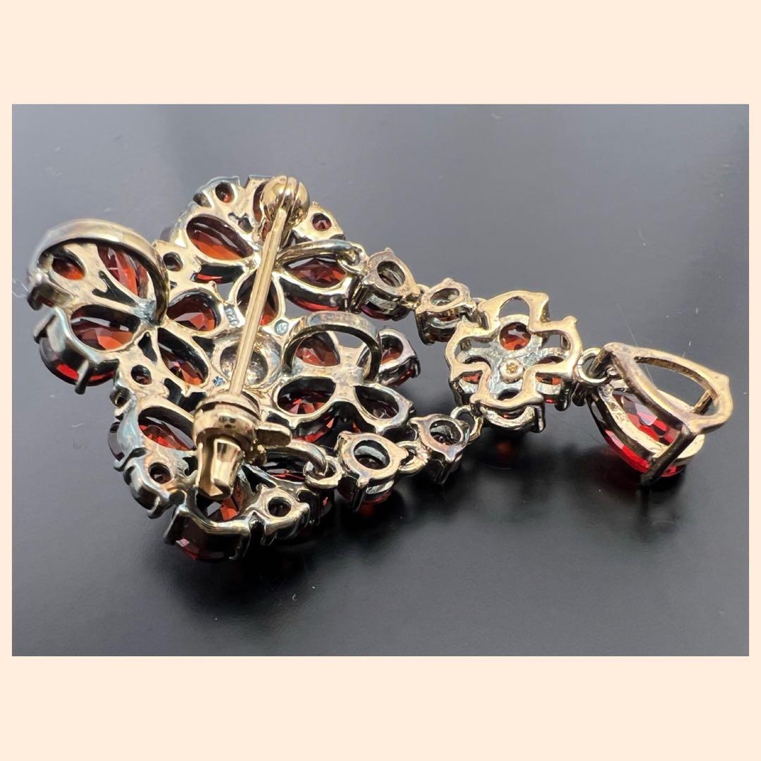 ボヘミアンガーネット ブローチ＆ネックレストップ シルバー925 良品