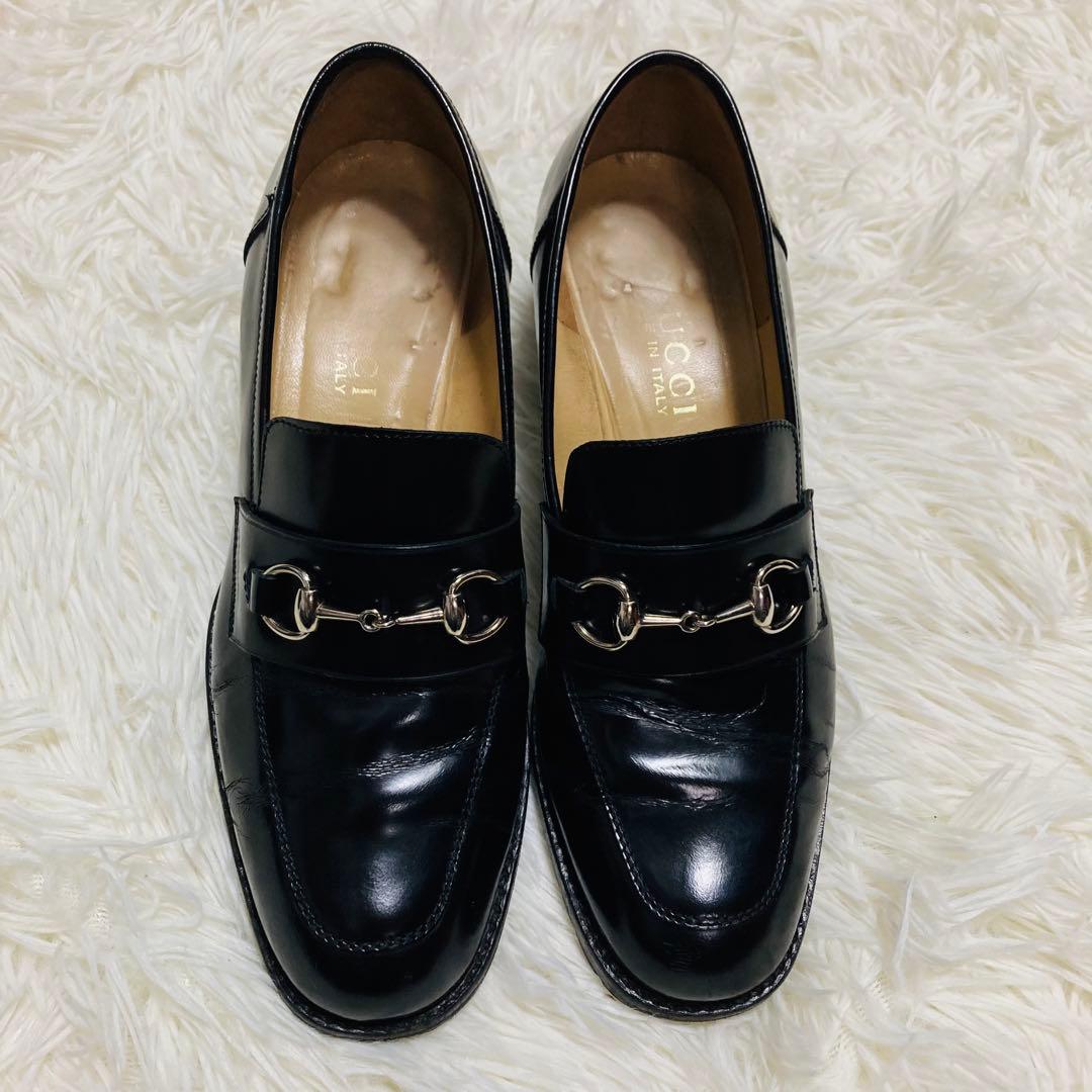 GUCCI グッチ　シルバー　ホースビット　パンプス　ラグソール　1/2 36