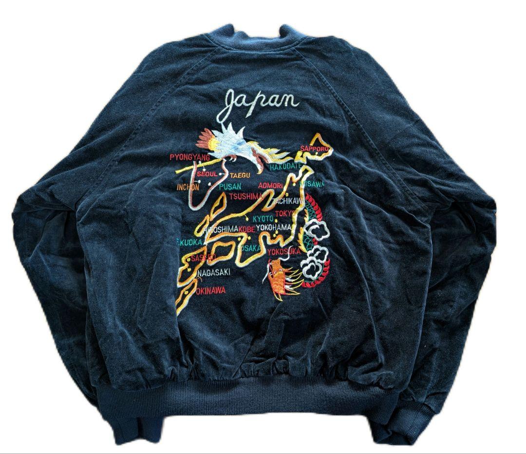 ヴィンテージ 別珍 スカジャン 90s 龍 日本地図 スーベニア