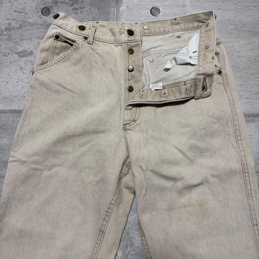 80s USA製 L.L.Bean デニム 生成り サスペンダーボタン 希少