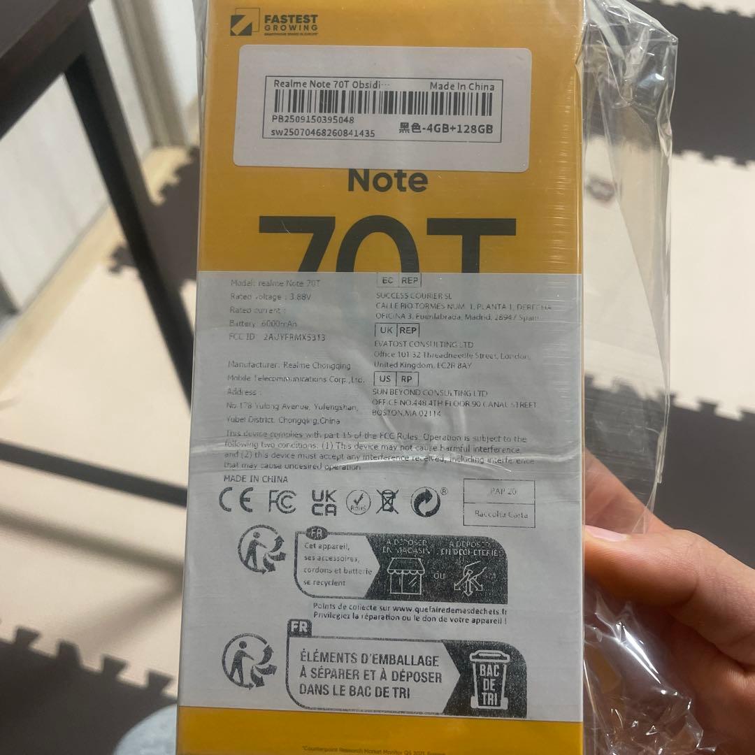 Realme Note 70T ブラック128GB 本体 SIMフリー