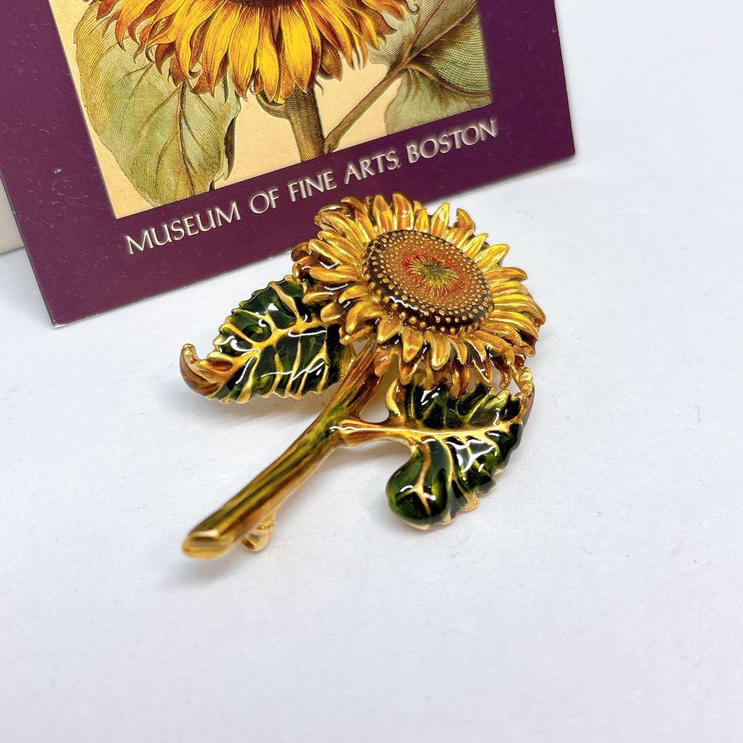 【箱付き】MFA ボストン美術館 ひまわり 向日葵 ブローチ ヴィンテージ