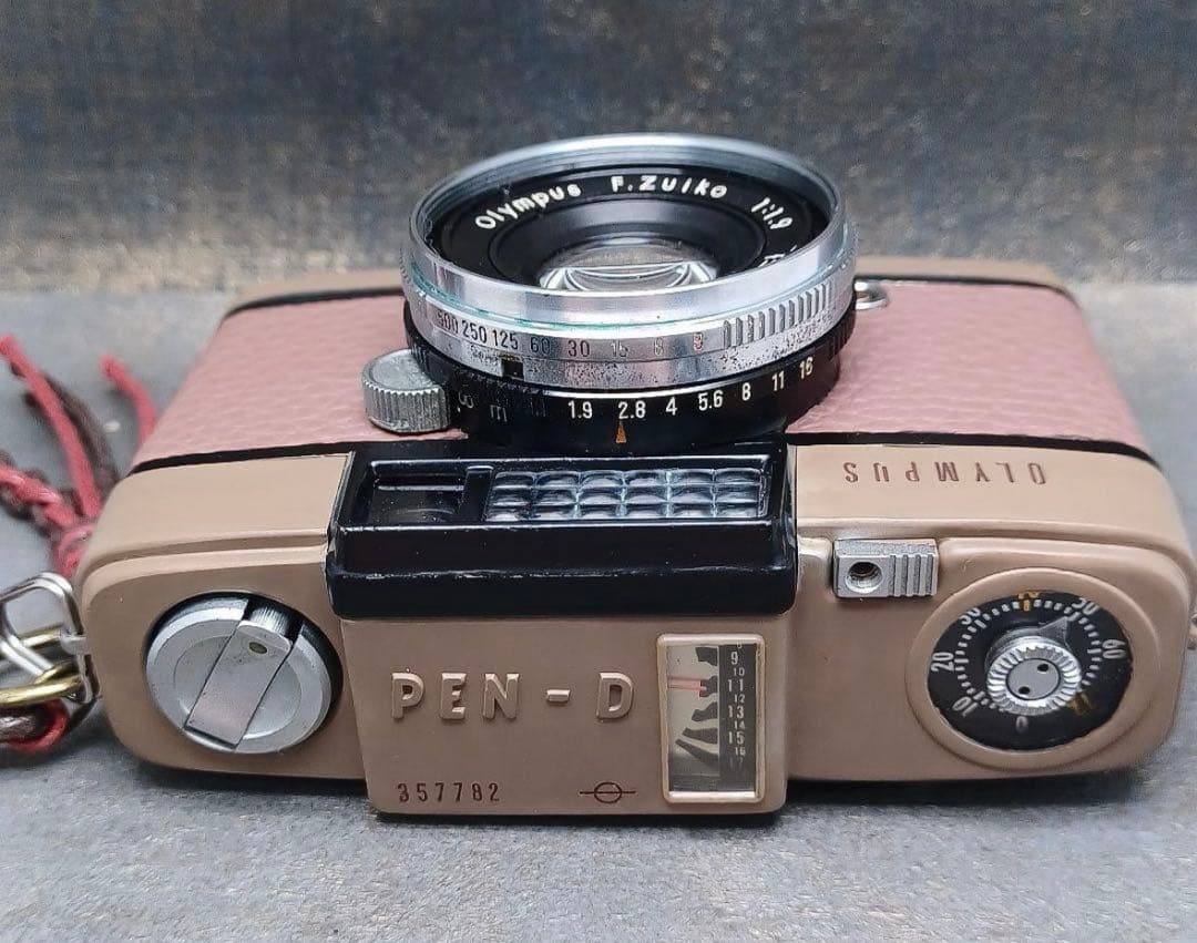 ⁂【美品】オリンパスペンD本革リメイクー点物 レトロフィルムカメラ
