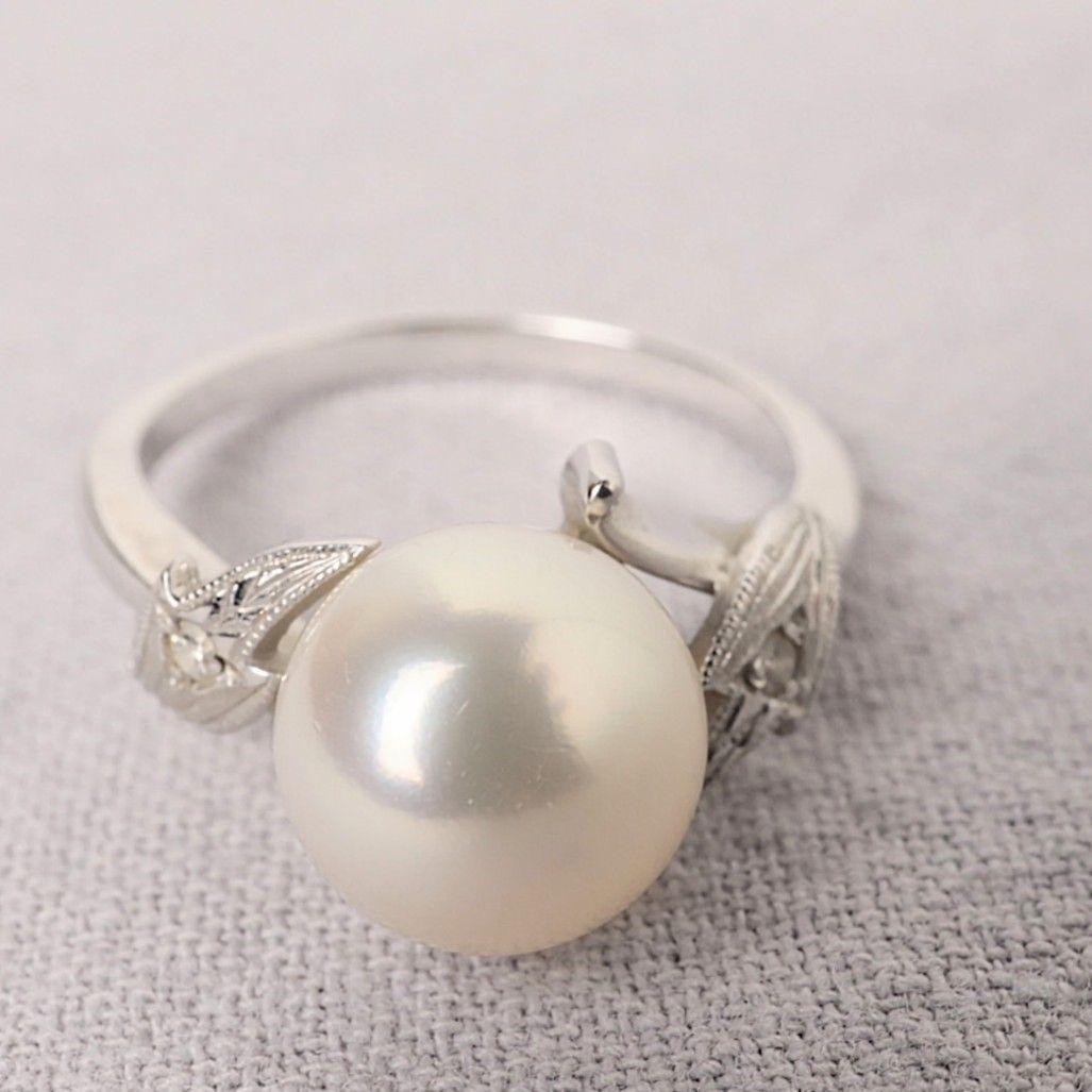 MIKIMOTO ミキモト パールリング ダイヤ Pt950 8.8ミリ