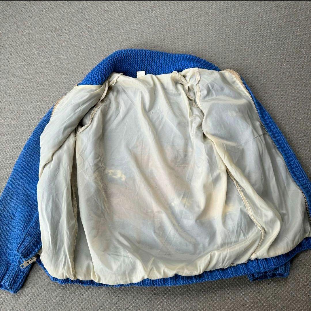 よ*様 カウチンセーター 動物柄 ムース ヘラジカ フルジップ 裏地付 ラグラン