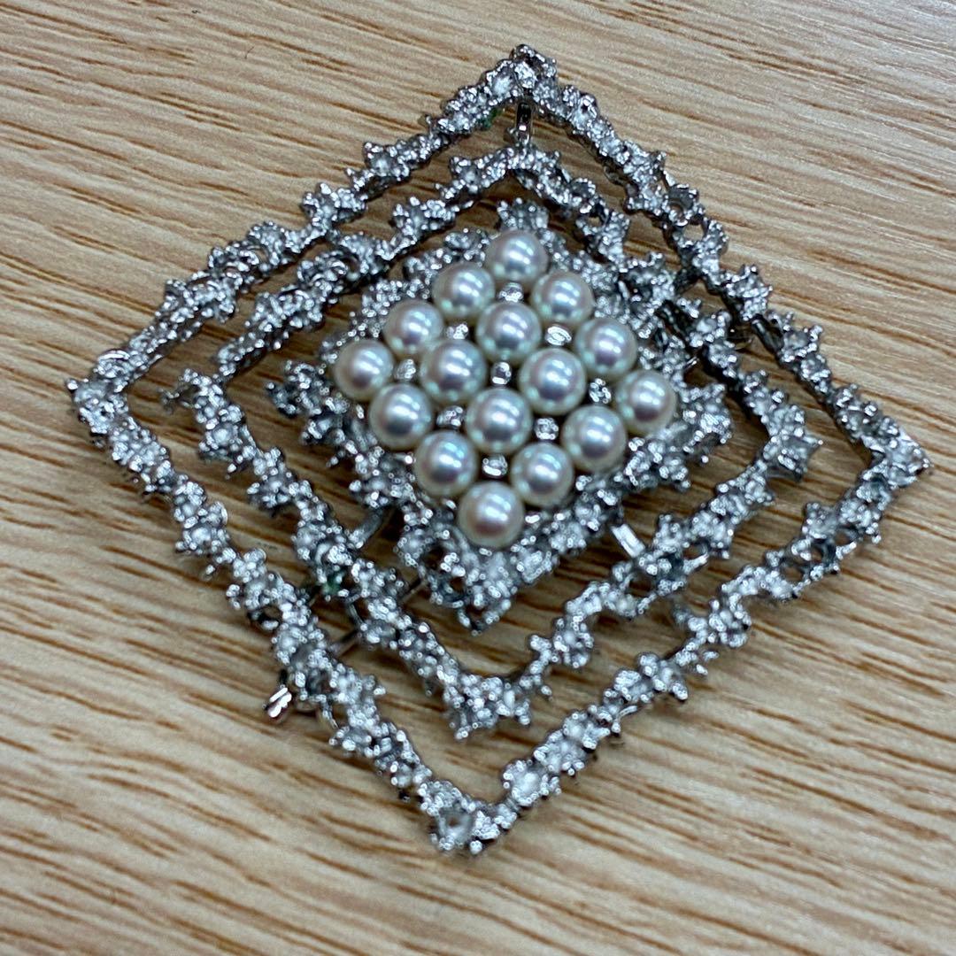 □田崎真珠TASAKI ヴィンテージ パール/シルバーブローチ兼ペンダントトップ