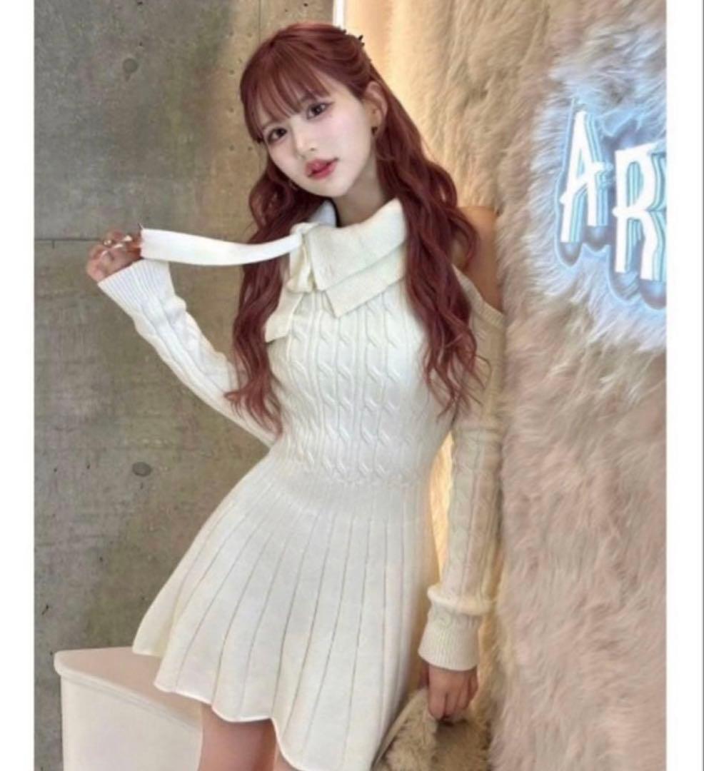 【新品】Darich アメスリフレアニットミニワンピース アイボリー