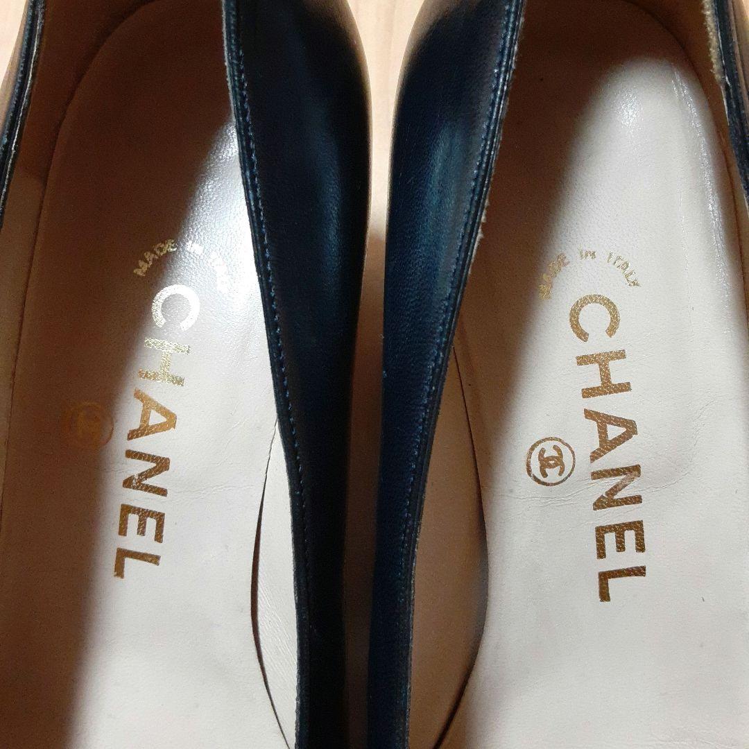 値下げCHANEL ブラック ポインテッドトゥパンプス