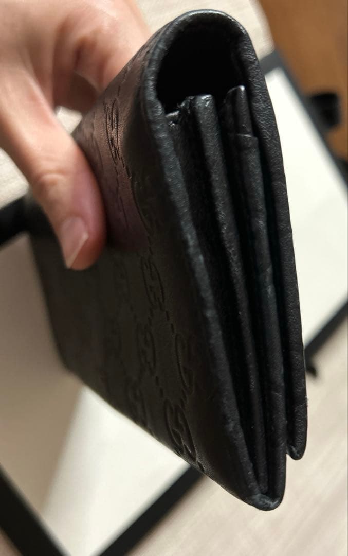 み*ん様 【良品】正規品GUCCI グッチシマ 2つ折長財布 レザー ブラック黒