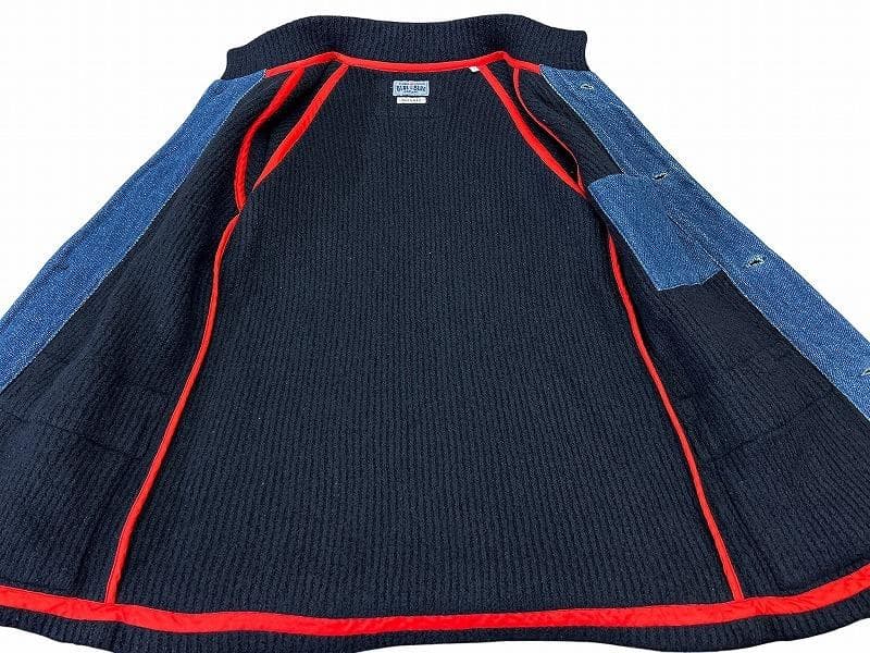 名作 ブルーブルージャパン 竹ボタン 圧縮ニット 切替 ニット ジャケット M