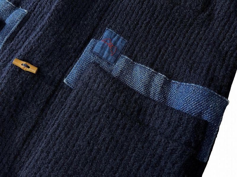 名作 ブルーブルージャパン 竹ボタン 圧縮ニット 切替 ニット ジャケット M