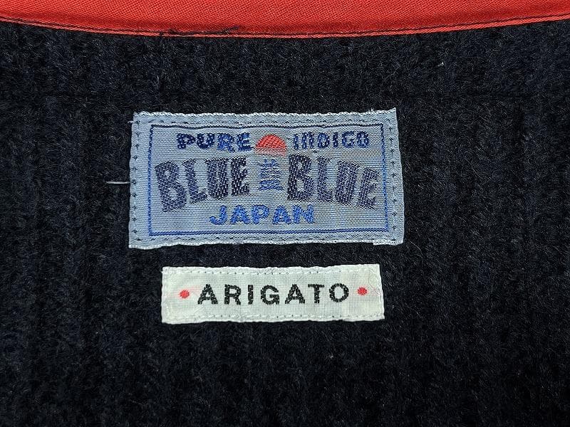 名作 ブルーブルージャパン 竹ボタン 圧縮ニット 切替 ニット ジャケット M