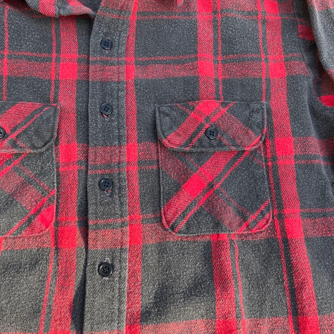 レア70〜80s FIVE BROTHER ネルシャツ USA製 赤×黒 L