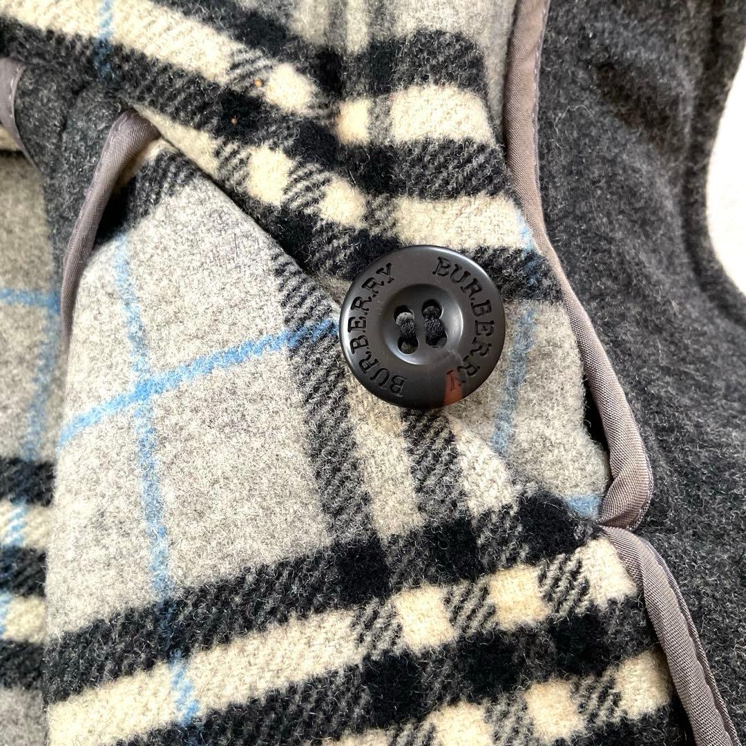 【美品】バーバリーロンドン ダッフルコート ブルーノバチェック チャコールグレー