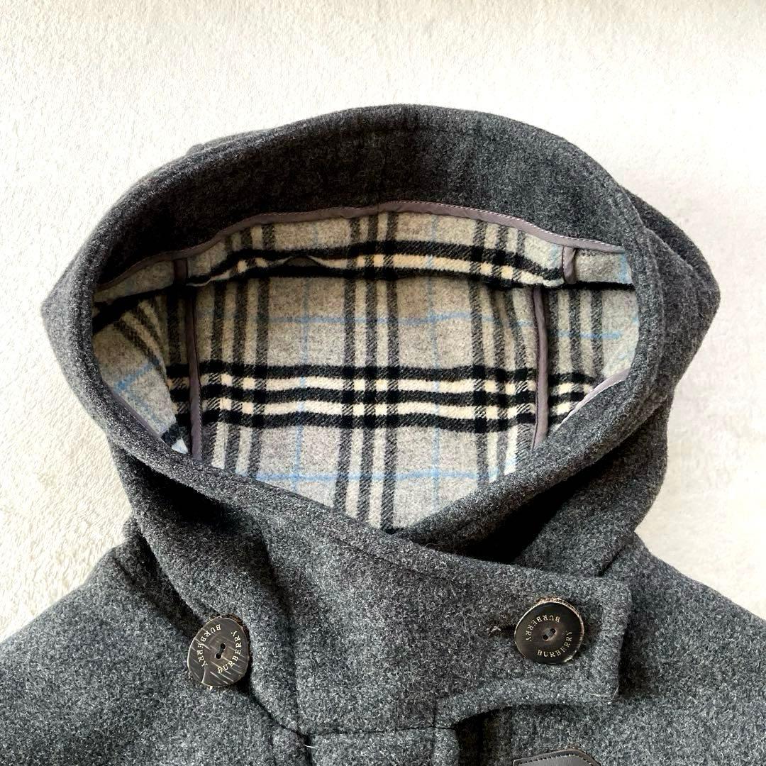 【美品】バーバリーロンドン ダッフルコート ブルーノバチェック チャコールグレー