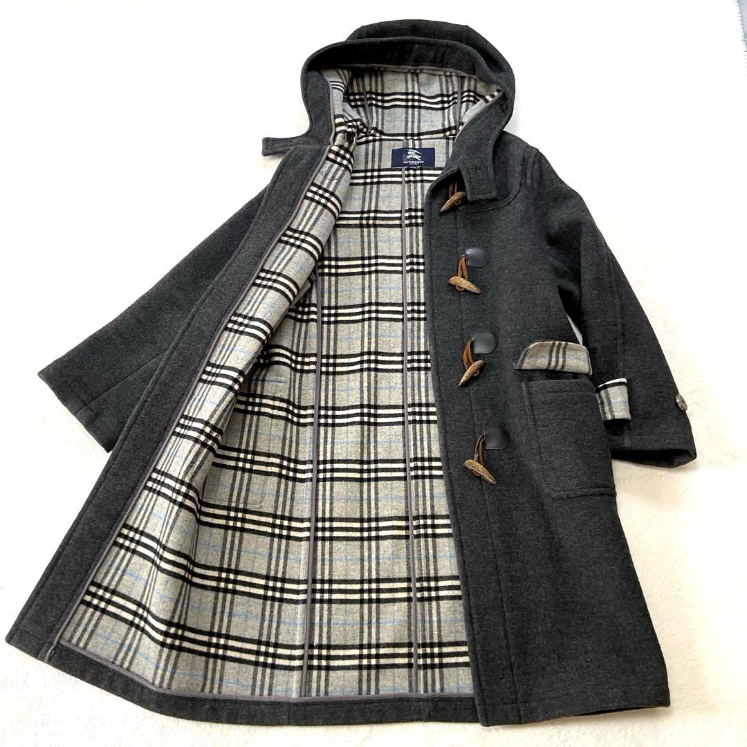 【美品】バーバリーロンドン ダッフルコート ブルーノバチェック チャコールグレー