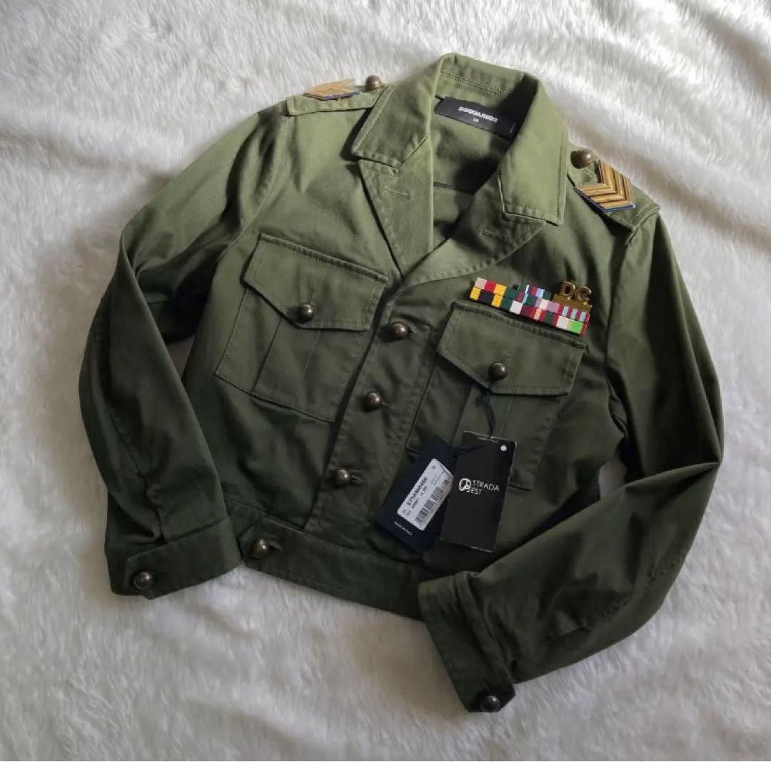新品タグ付★ディースクエアード 16AW ミリタリージャケット ワッペン 38