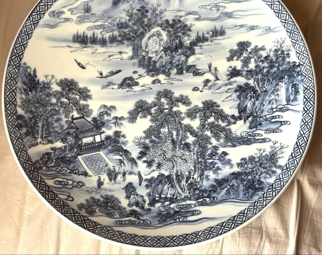 有田焼 山徳窯 山水 大皿 直径55cm 飾皿