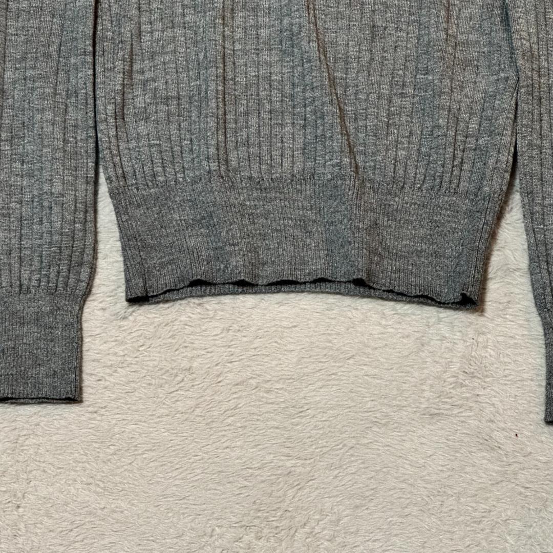Drawer 18G カシミヤシルク リブ クルーネックニット グレー サイズ1