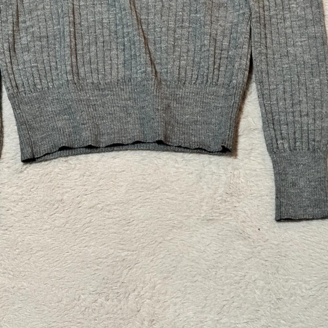 Drawer 18G カシミヤシルク リブ クルーネックニット グレー サイズ1