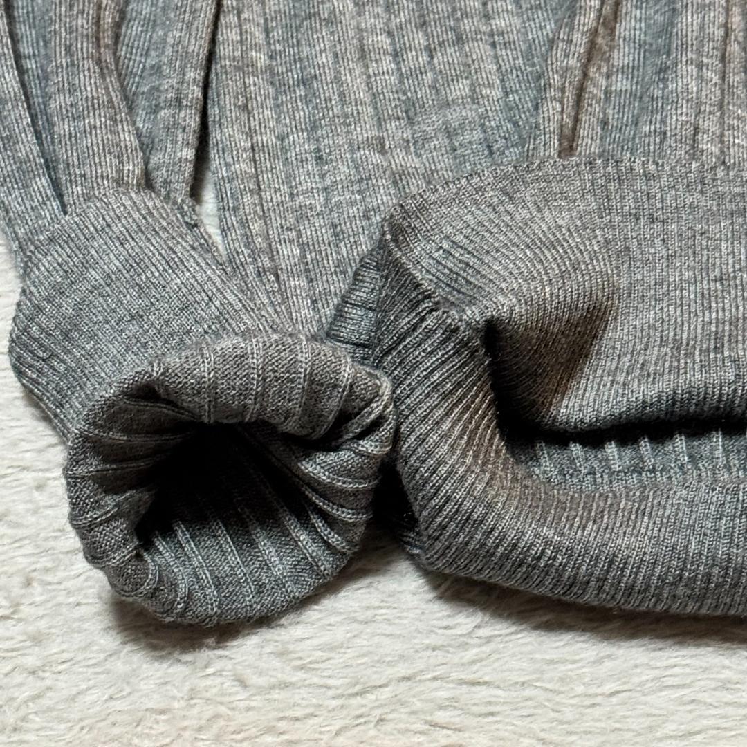 Drawer 18G カシミヤシルク リブ クルーネックニット グレー サイズ1