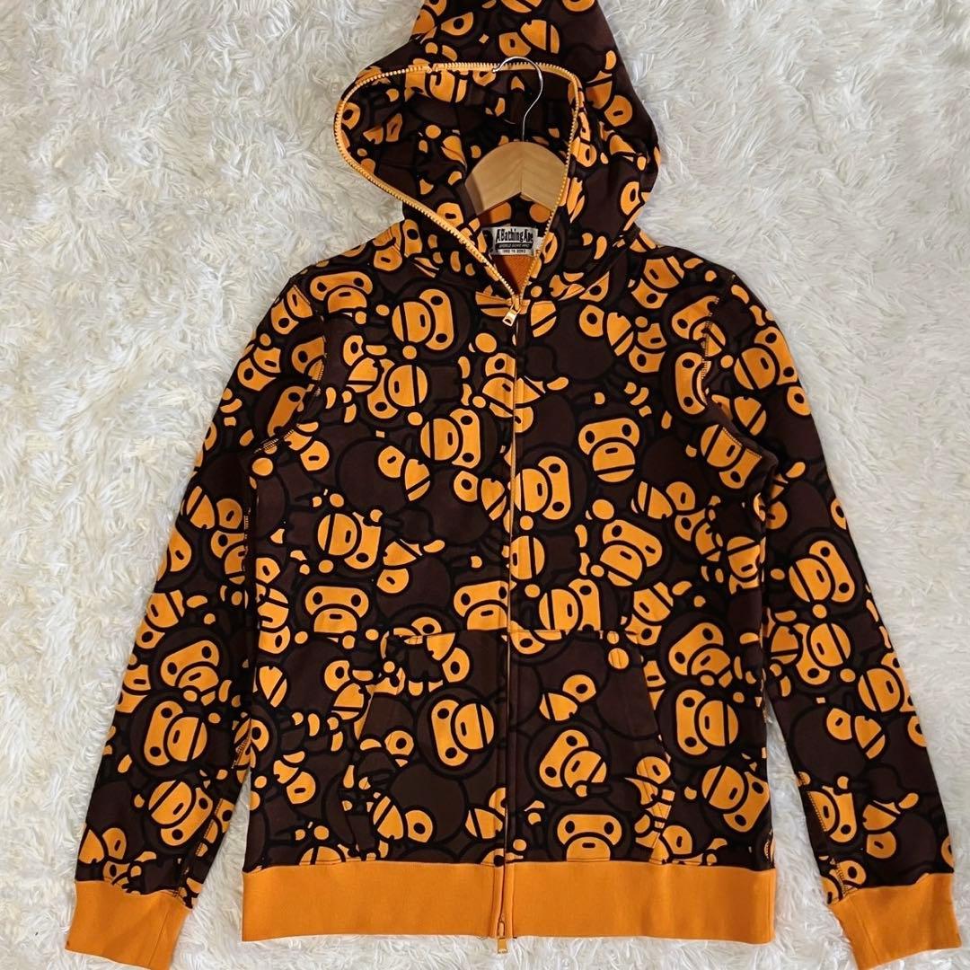 A Bathing Ape キャラクター柄パーカー S 猿 総柄