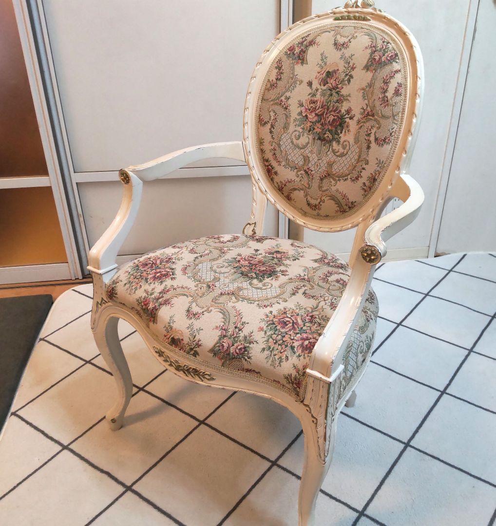 ロココ調 高級家具マボガニ－材 猫脚 アンティーク アームチェアー