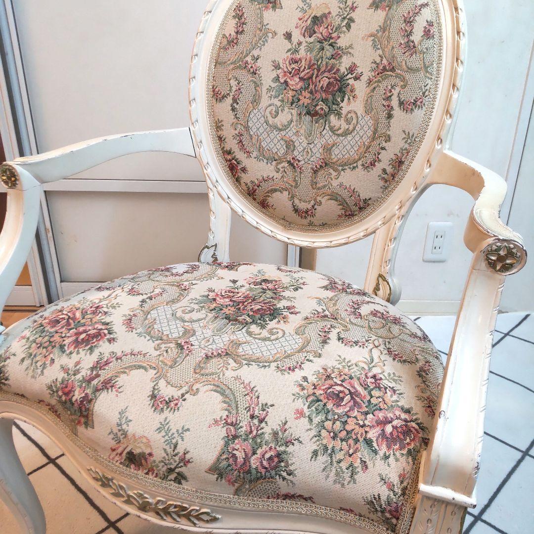 ロココ調 高級家具マボガニ－材 猫脚 アンティーク アームチェアー