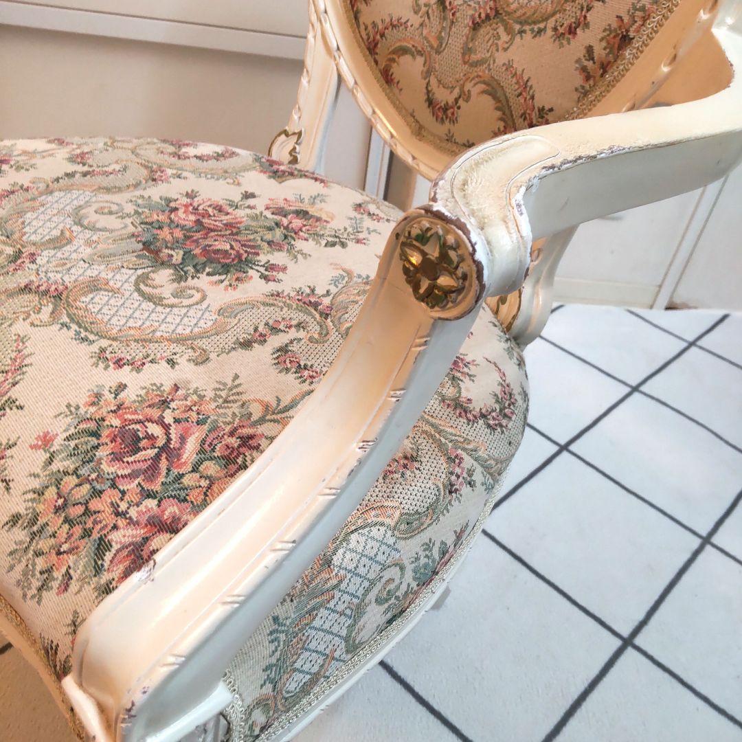 ロココ調 高級家具マボガニ－材 猫脚 アンティーク アームチェアー