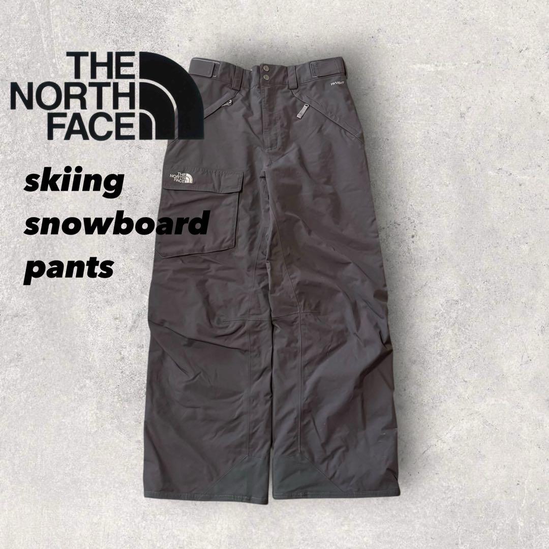 【ザ・ノースフェイス】スキー　スノボーパンツ　グレー　M ハイベント　刺繍ロゴ