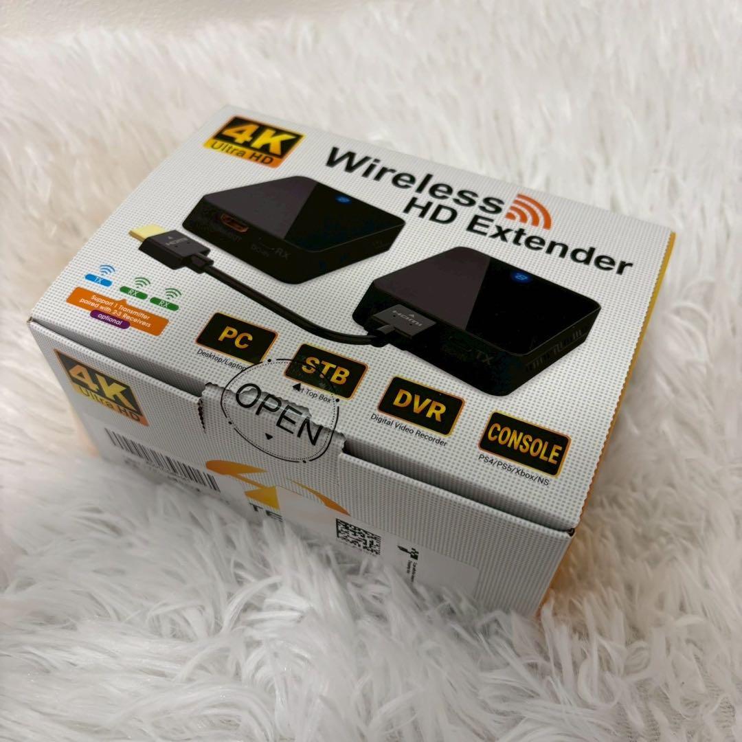 58 ワイヤレスHDMI送信機受信機 無線 4K@30Hz 4Kデコード 新品黒