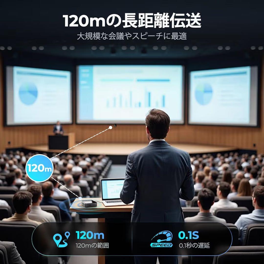 58 ワイヤレスHDMI送信機受信機 無線 4K@30Hz 4Kデコード 新品黒